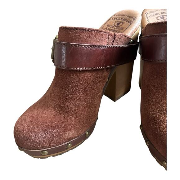 Vintage Lucky Brand high suede clogs 7 - Picture 7 of 7